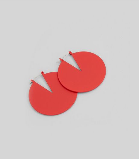 Red Matte Disc Earrings | New Look