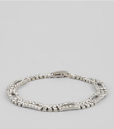 Silver Square Diamante Bracelet | New Look
