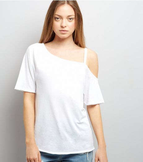 White Asymmetric One Shoulder T-Shirt | New Look