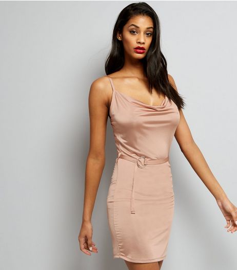 Shell Pink Cowl Neck Bodycon Dress | New Look