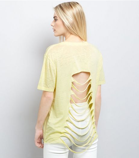 Yellow Nevada Print Ripped Back T-Shirt | New Look
