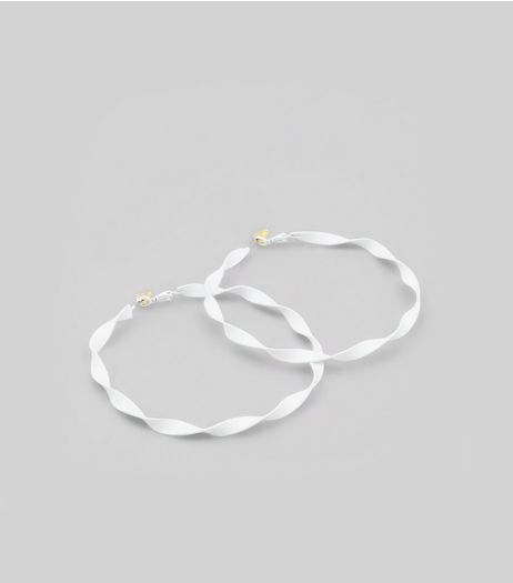 White Twist Hoop Earrings | New Look