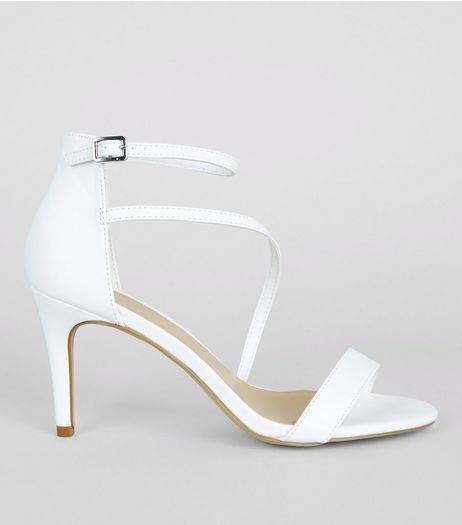 White Asymmetric Strap Heeled Sandals | New Look