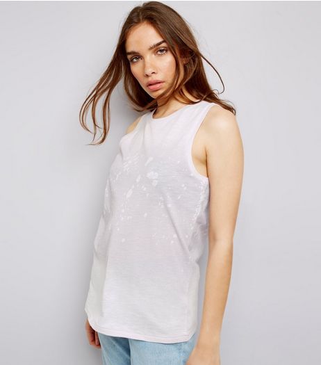 Pale Grey Splatter Print Tank Top | New Look
