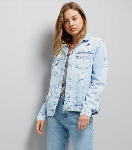 Tall Blue Ripped Denim Jacket | New Look