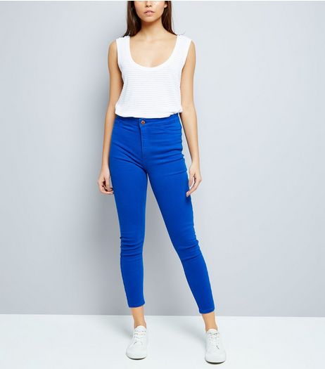 Bright Blue High Waist Skinny Hallie Jeans | New Look