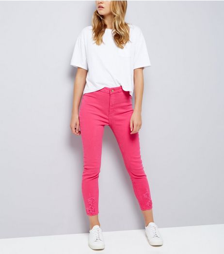 Bright Pink Hallie Jeans | New Look