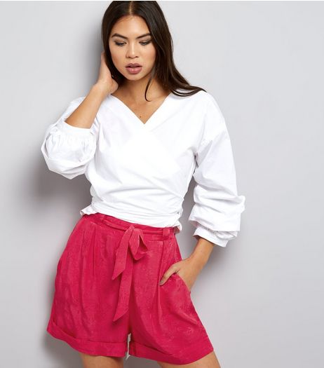 Bright Pink Tie Waist Shorts | New Look
