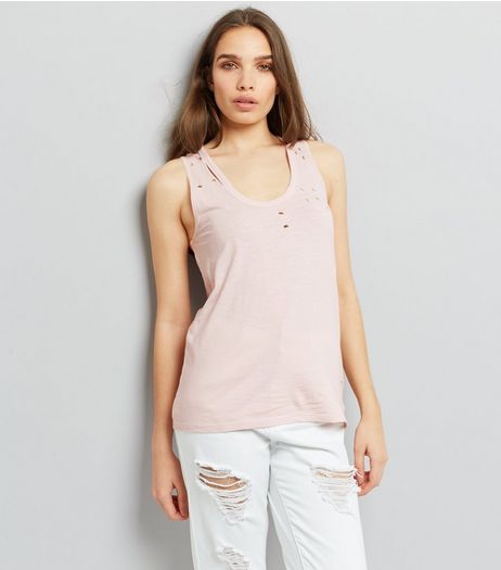 Pink Ripped Vest | New Look