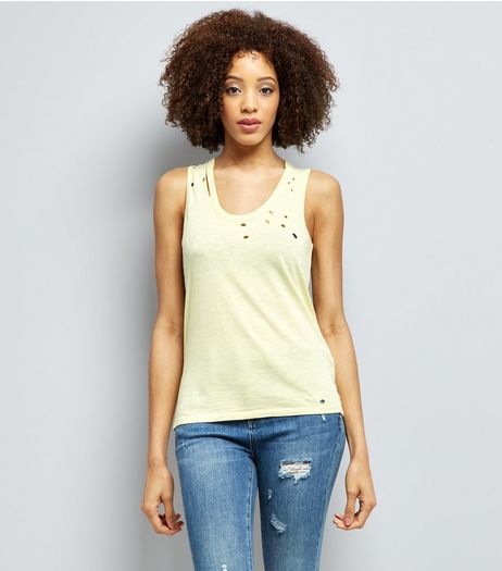 Yellow Ripped Vest | New Look