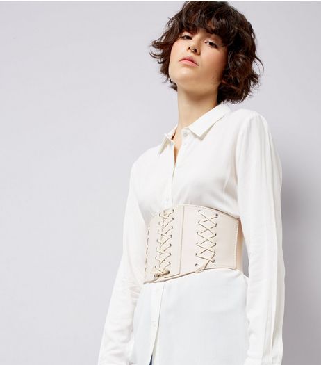 Nude Triple Corset Lace Up Belt | New Look