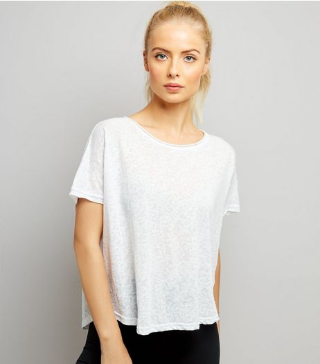 White Keyhole Back Sports T-Shirt | New Look