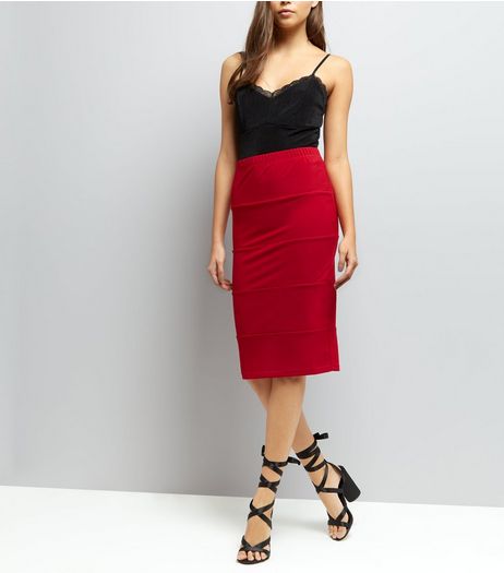 Red Midi Pencil Skirt | New Look