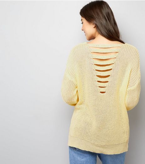 Cameo Rose Yellow Ladder Back Jumper | New Look
