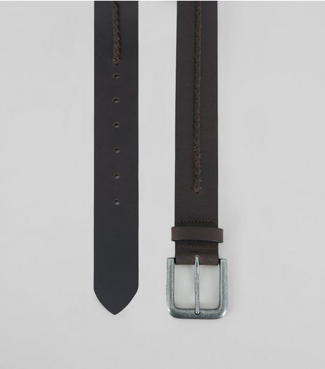 Brown Leather Weave Trim Belt | New Look