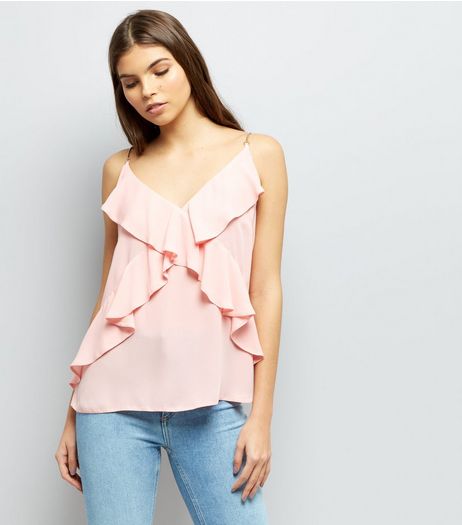 Pink Frill Trim Front Cami Top | New Look