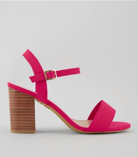 Wide Fit Pink Wooden Heeled Sandals | New Look