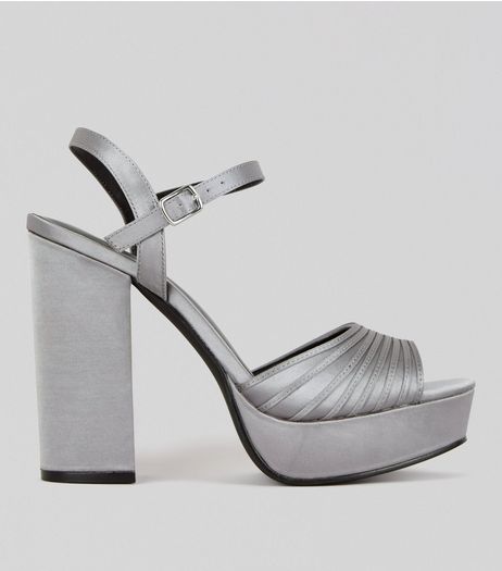 Silver Ankle Strap Platform Heels | New Look