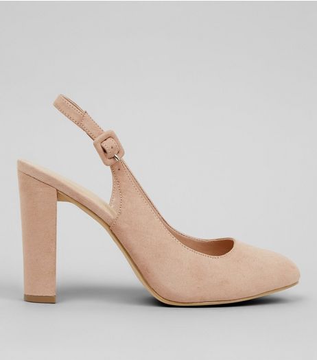Wide Fit Nude Sling Back Pointed Heels | New Look