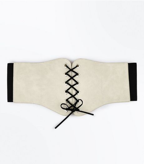Stone Eyelet Trim Lace Up Corset Belt | New Look