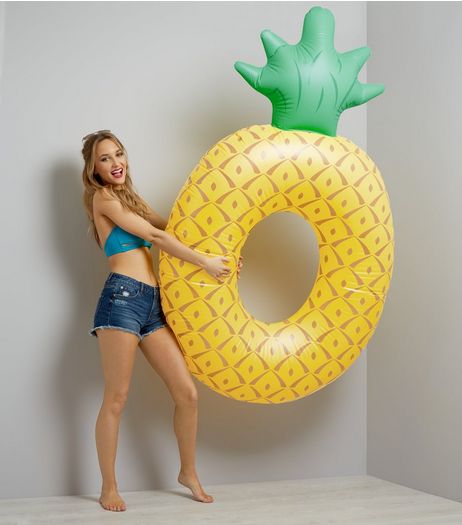 Yellow Pineapple Inflatable Pool Float | New Look