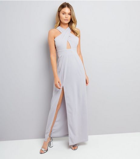 AX Paris Silver Cross Strap Front Maxi Dress | New Look