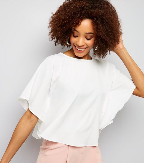 Cameo Rose White Poncho Crop Top | New Look
