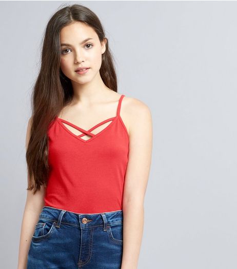 Teens Red Cross Front Cami | New Look