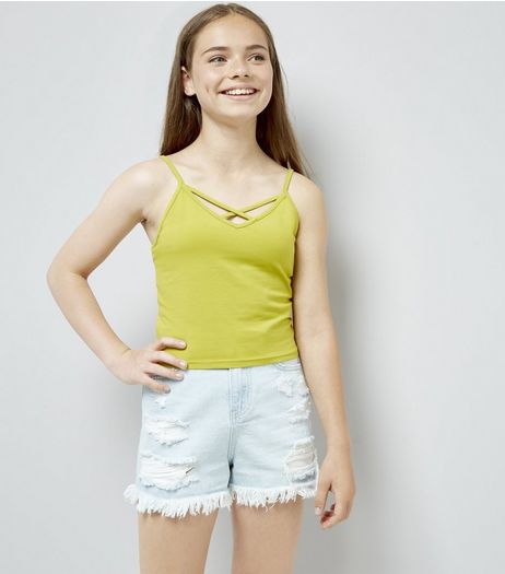 Teens Yellow Lattice Front Cami | New Look