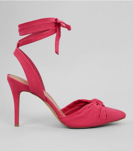 Pink Ankle Tie Pointed Heels | New Look