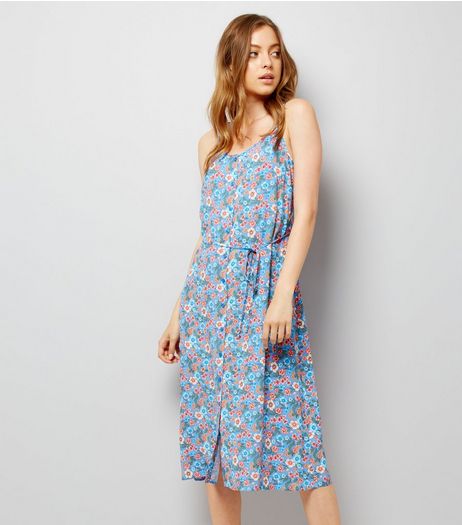 Blue Floral Print Midi Slip Dress | New Look