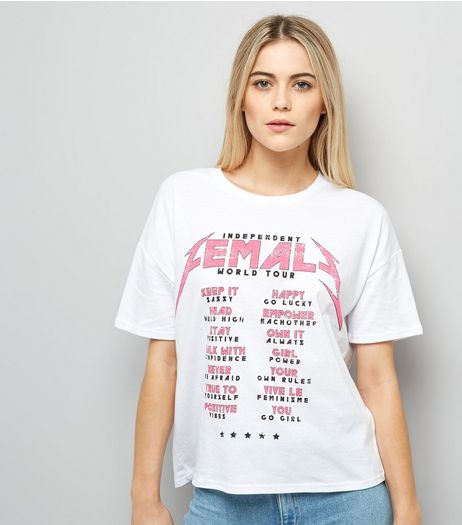 White Slogan Print T-Shirt | New Look