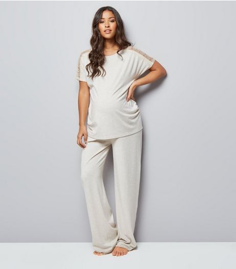 Maternity Cream Jersey Pyjama Joggers | New Look