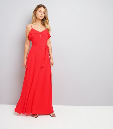 Red Frill Trim Maxi Dress | New Look