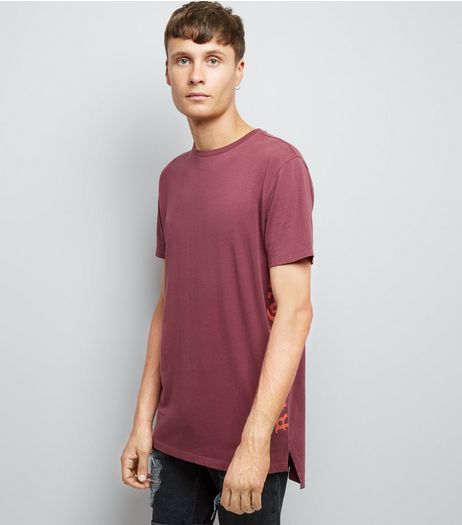 Red Blackout Print Longline T-Shirt | New Look