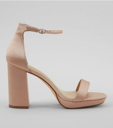 Nude Ankle Strap Block Heels | New Look