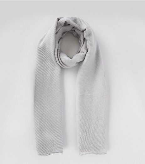 Grey Ribbed Long Line Scarf | New Look