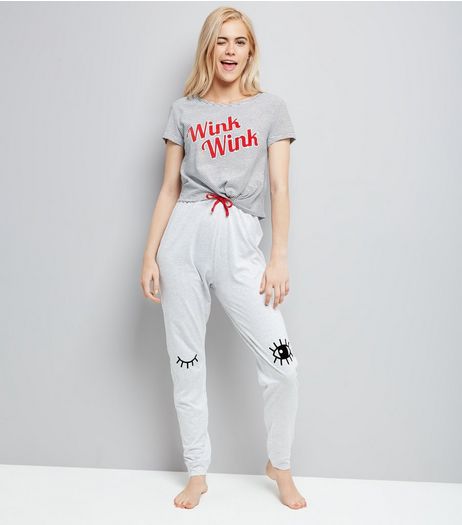 Grey Wink Print Pyjama | New Look