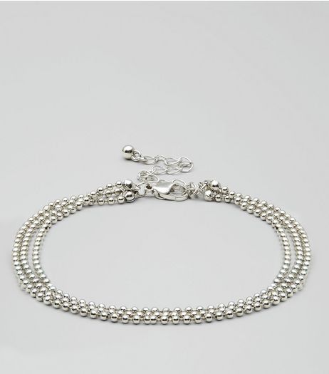 Silver Layered Ball Chain Anklet | New Look