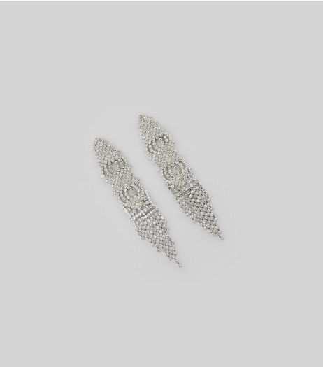 Silver Diamante Chandelier Earrings | New Look