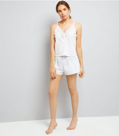 White Lace Trim Cami And Shorts Pyjama Set | New Look