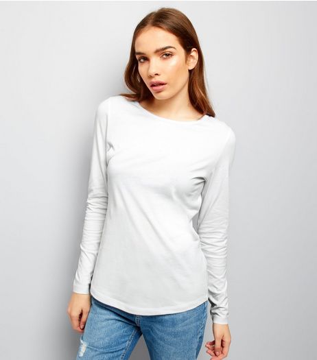 White Crew Neck Long Sleeve Top | New Look