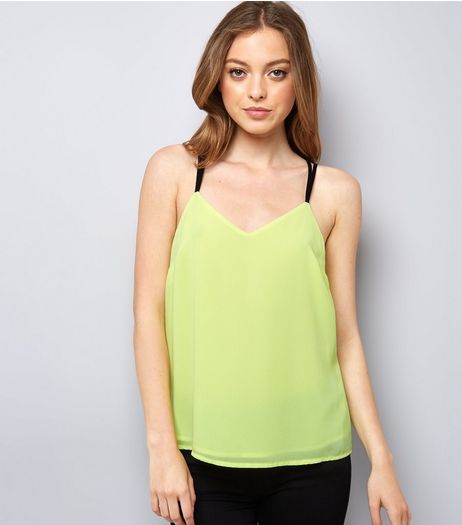 Neon Green Lace Back Cami Top | New Look