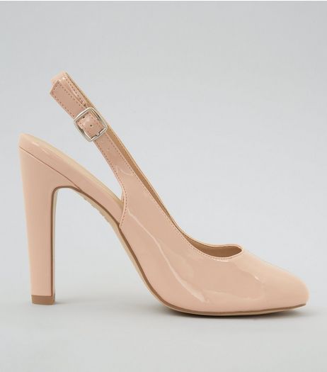 Pink Patent Sling Back Heels | New Look
