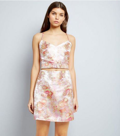 Orange Floral Jacquard Bralet | New Look