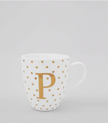 White P Initial Mug | New Look