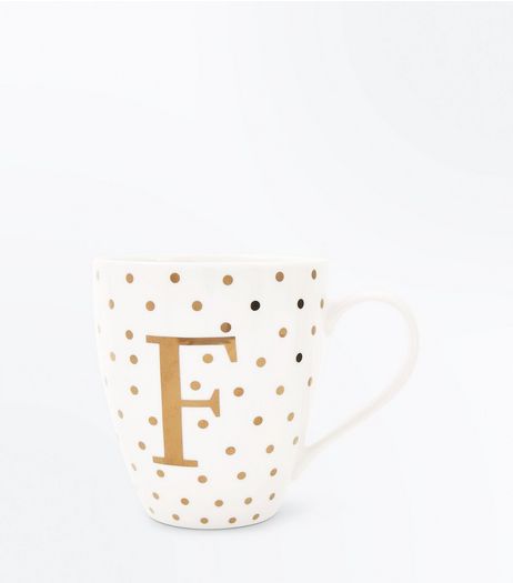 White F Initial Mug | New Look