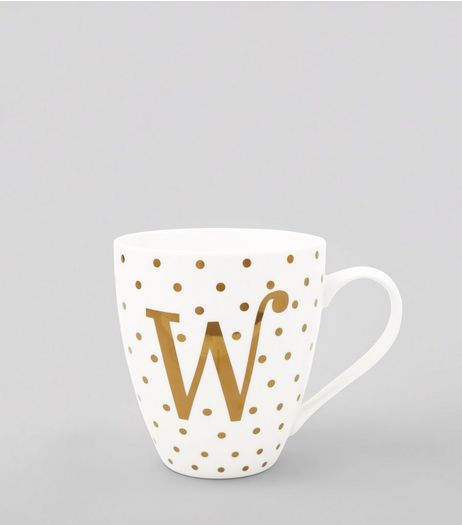 White W Initial Mug | New Look