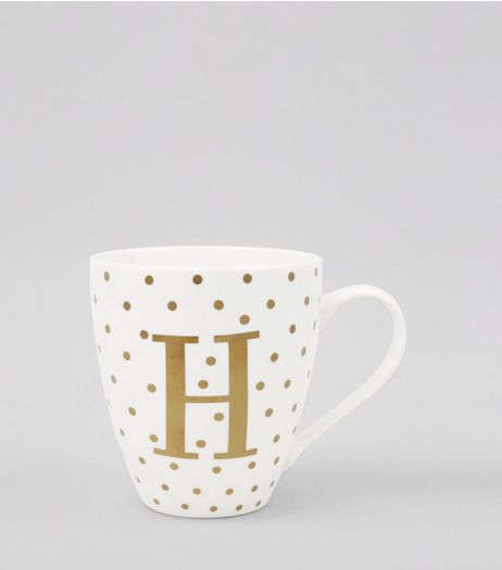 White H Initial Mug | New Look