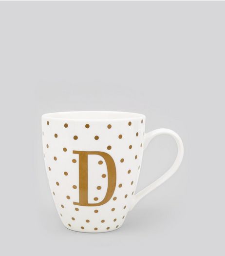 White D Initial Mug | New Look